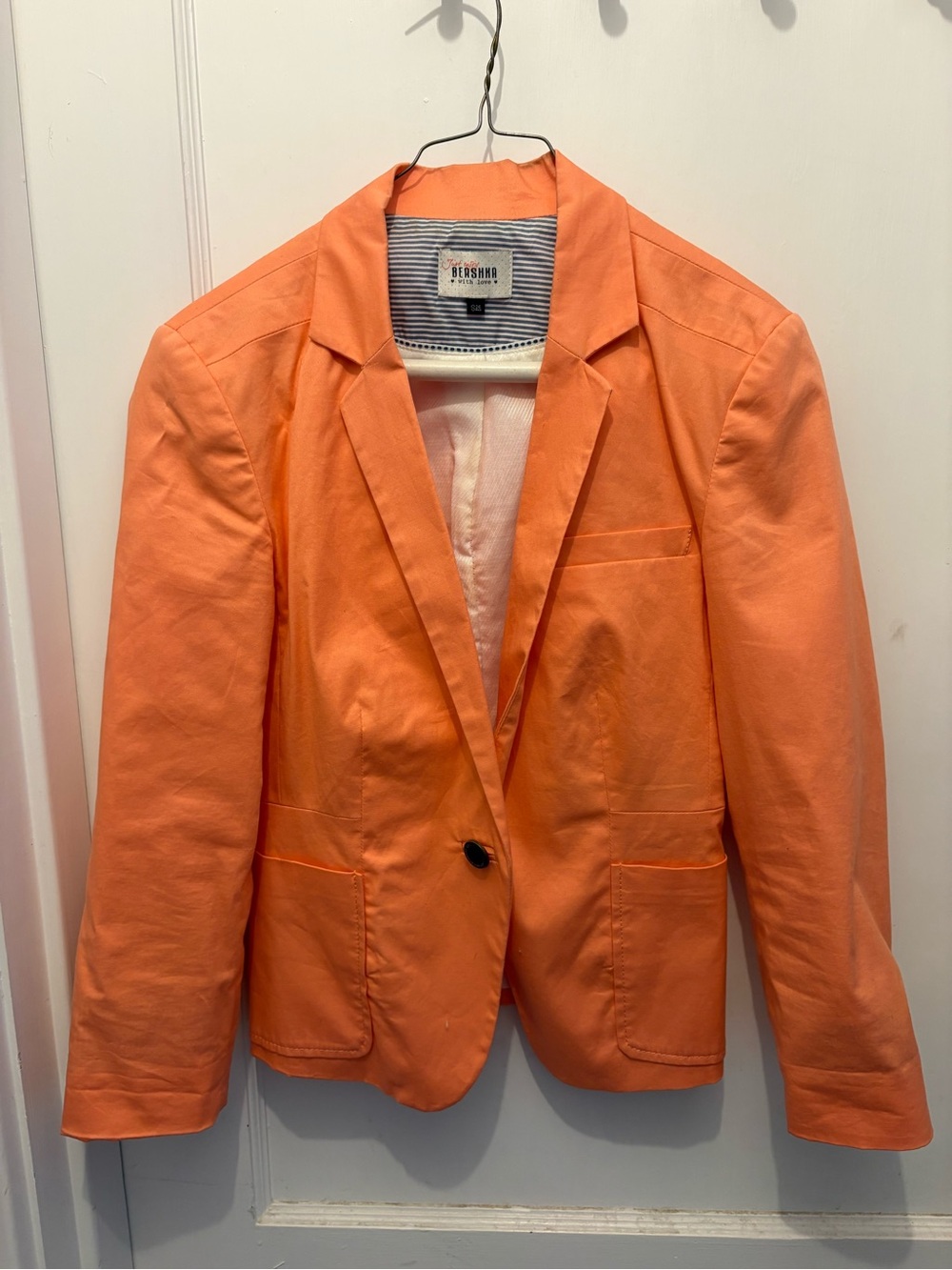 Bershka Women's Bright Orange Single-Button Blazer